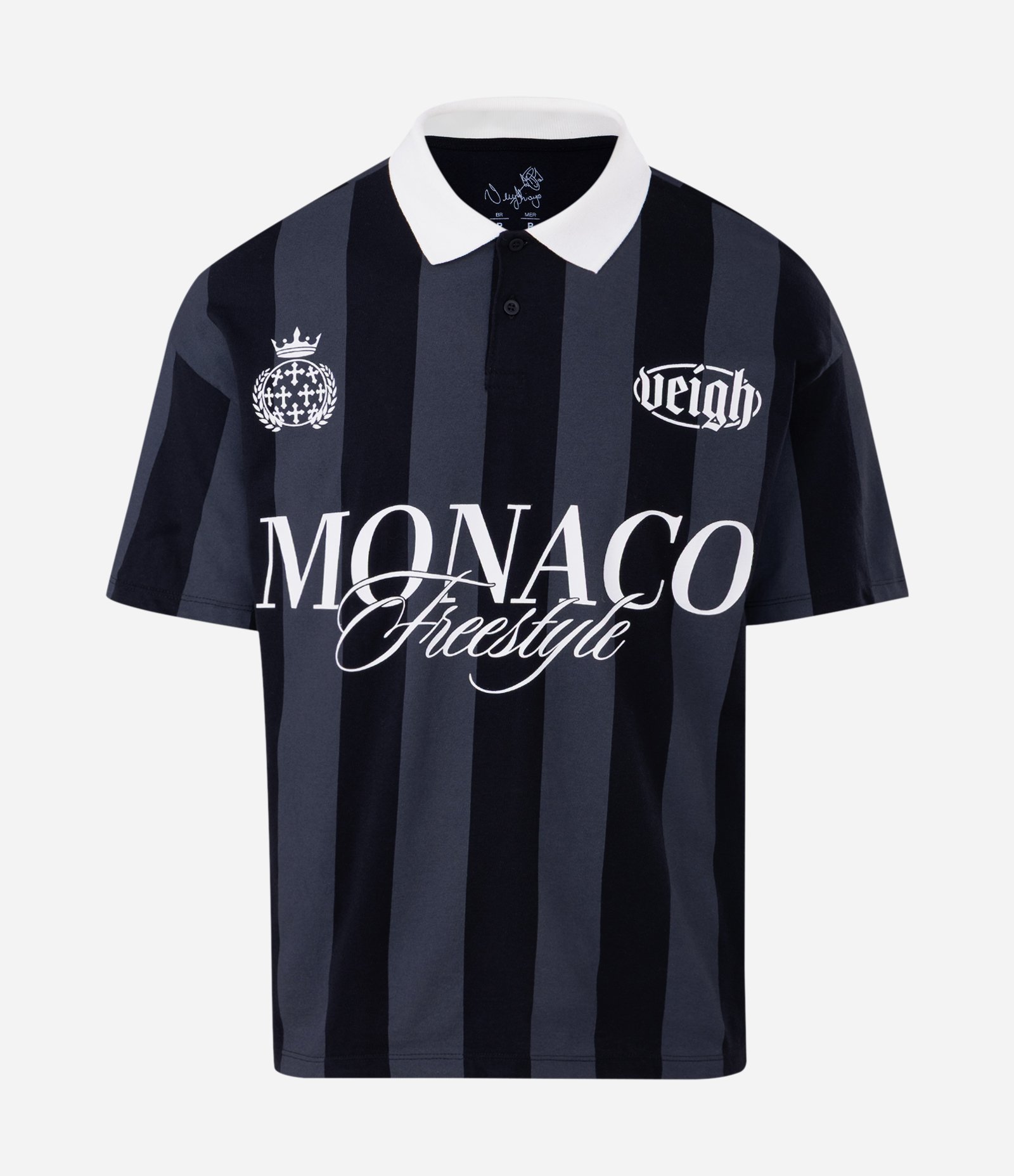 Camiseta em Algodão com Gola Polo Estampa Monaco Veigh Preto 7