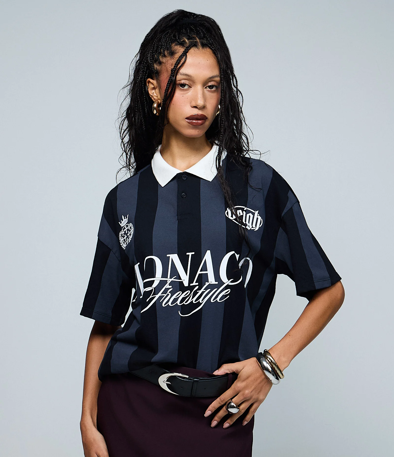 Camiseta em Algodão com Gola Polo Estampa Monaco Veigh Preto 1
