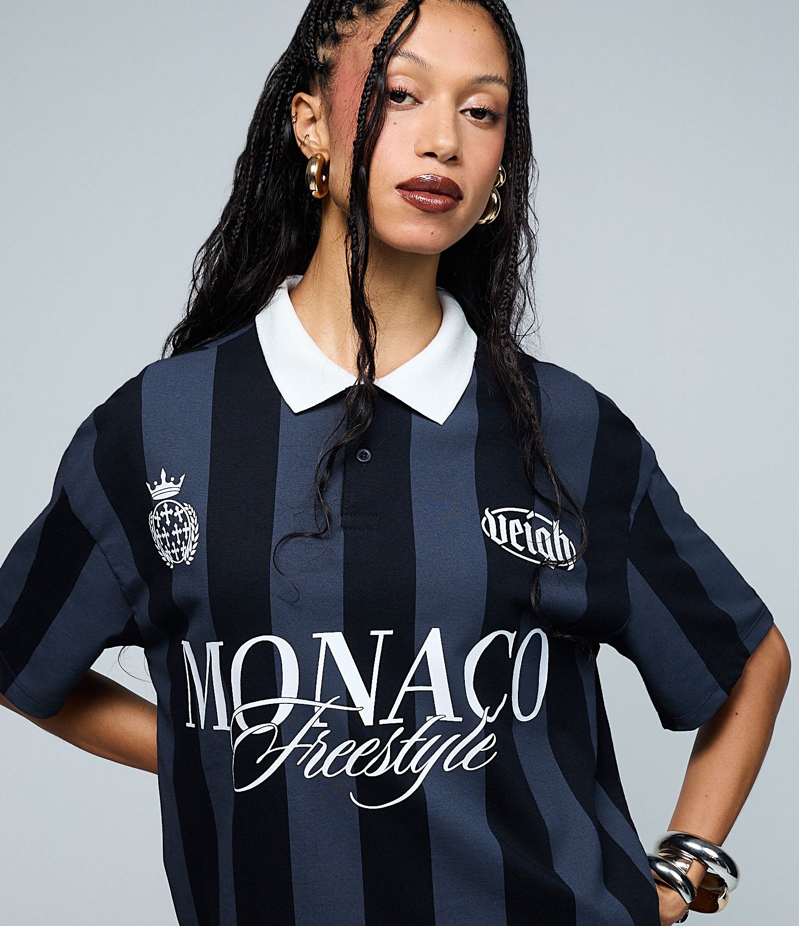 Camiseta em Algodão com Gola Polo Estampa Monaco Veigh Preto 6