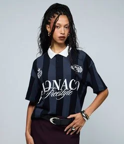 Camiseta em Algodão com Gola Polo Estampa Monaco Veigh