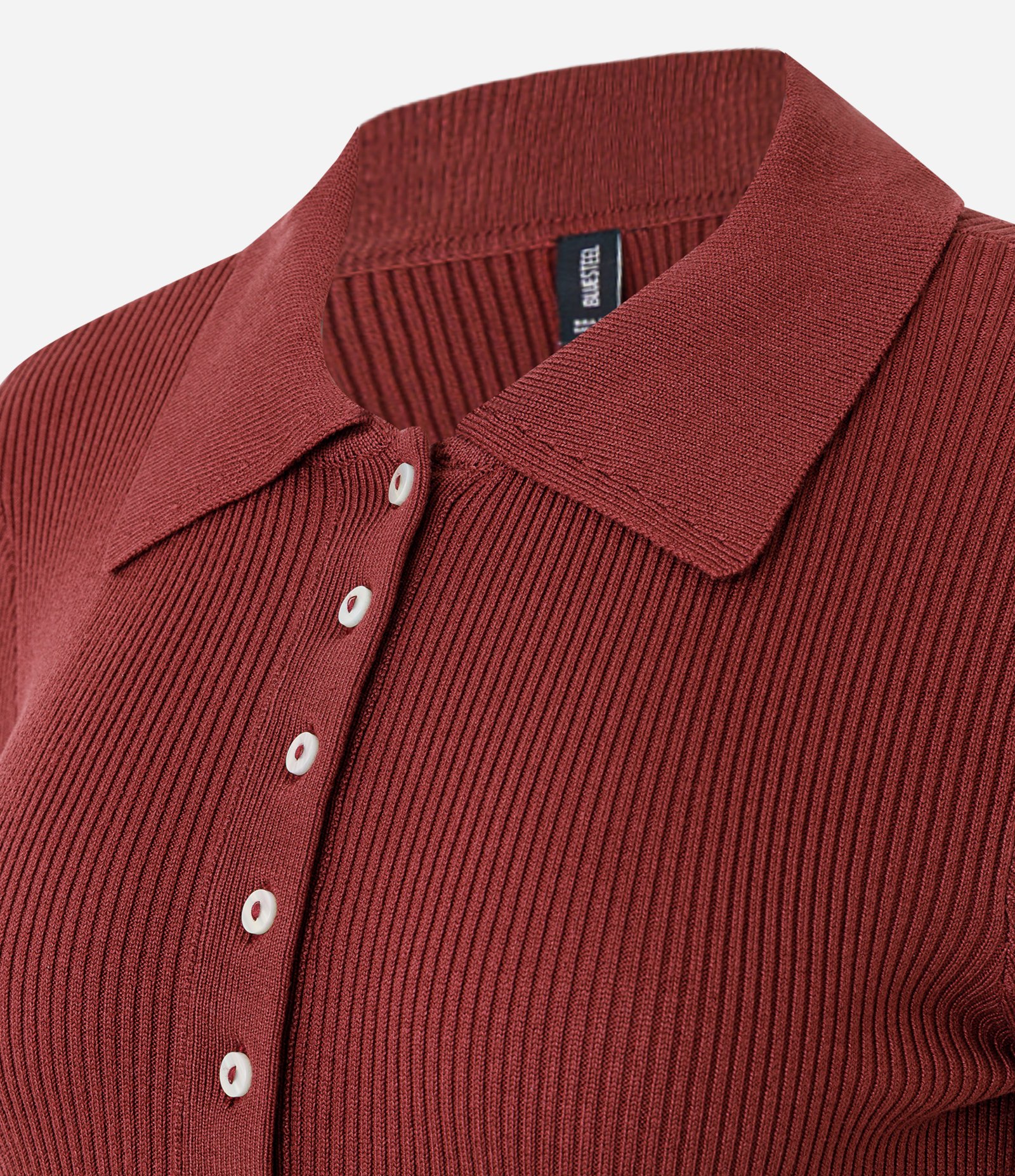 Vestido Longo em Tricô com Gola Polo Vermelho 2