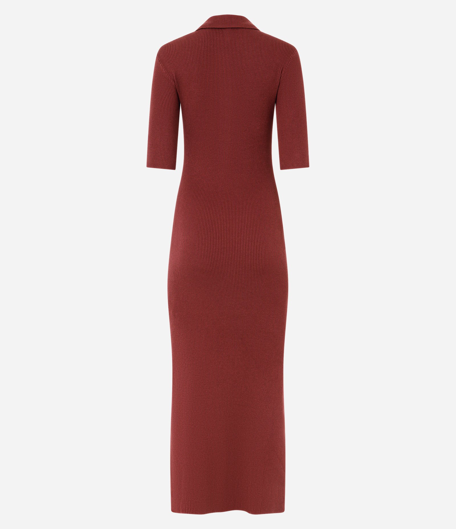 Vestido Longo em Tricô com Gola Polo Vermelho 3