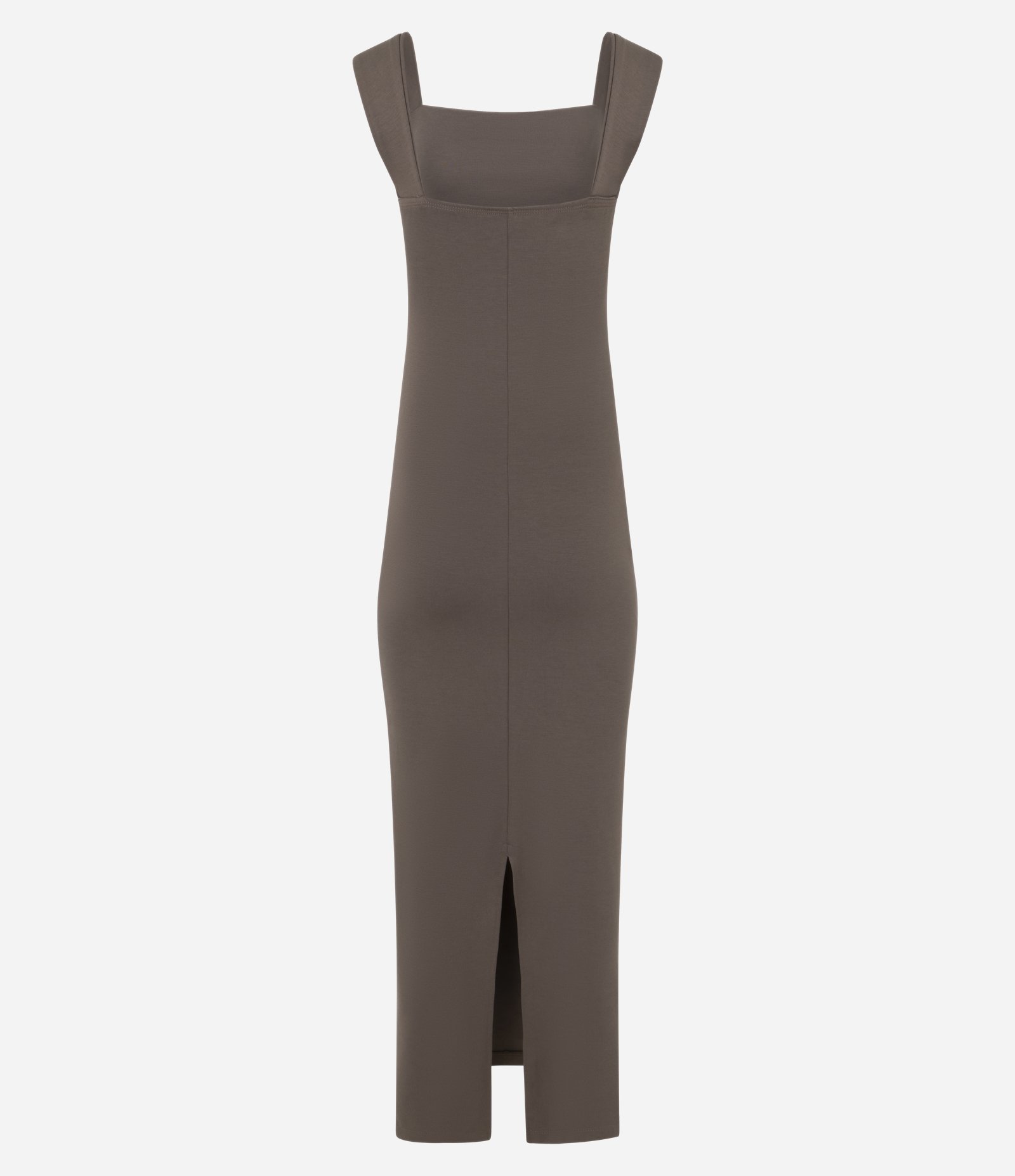 Vestido Long Midi em Ponto Roma com Alça Larga e Decote Quadrado Verde 2