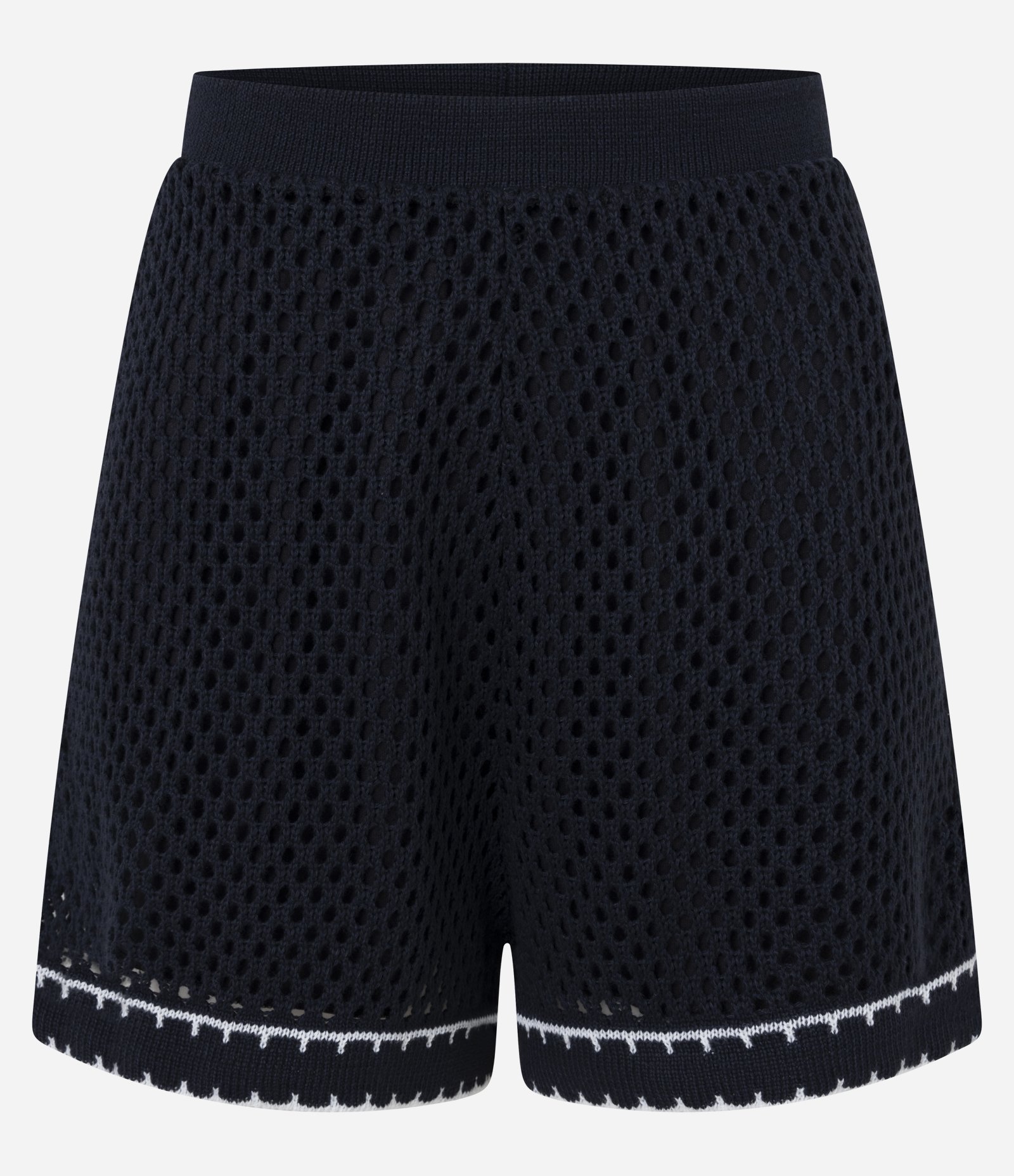 Short em Tricô Vazado com Cintura Alta e Acabamento Contrastante Azul 4