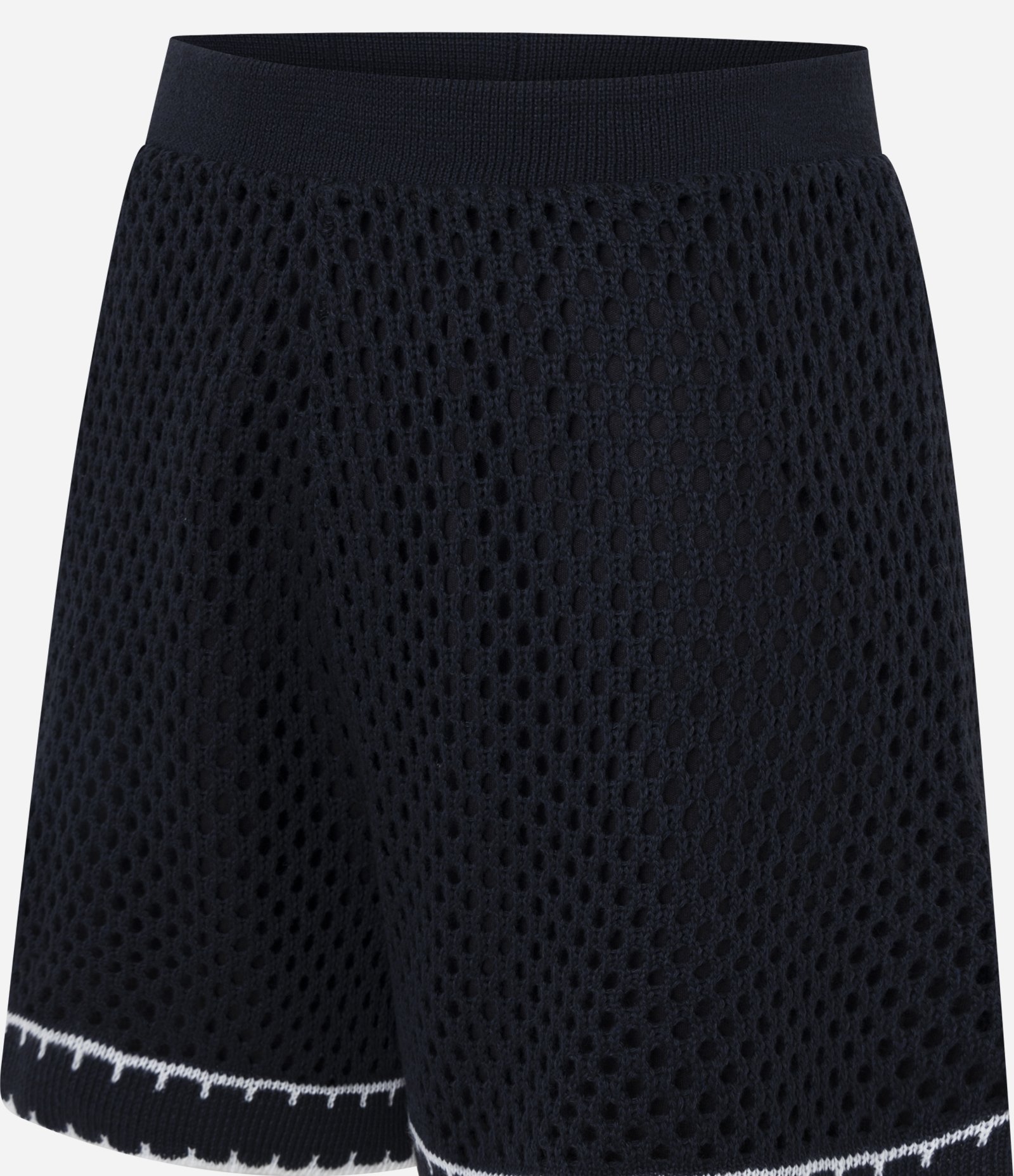 Short em Tricô Vazado com Cintura Alta e Acabamento Contrastante Azul 5