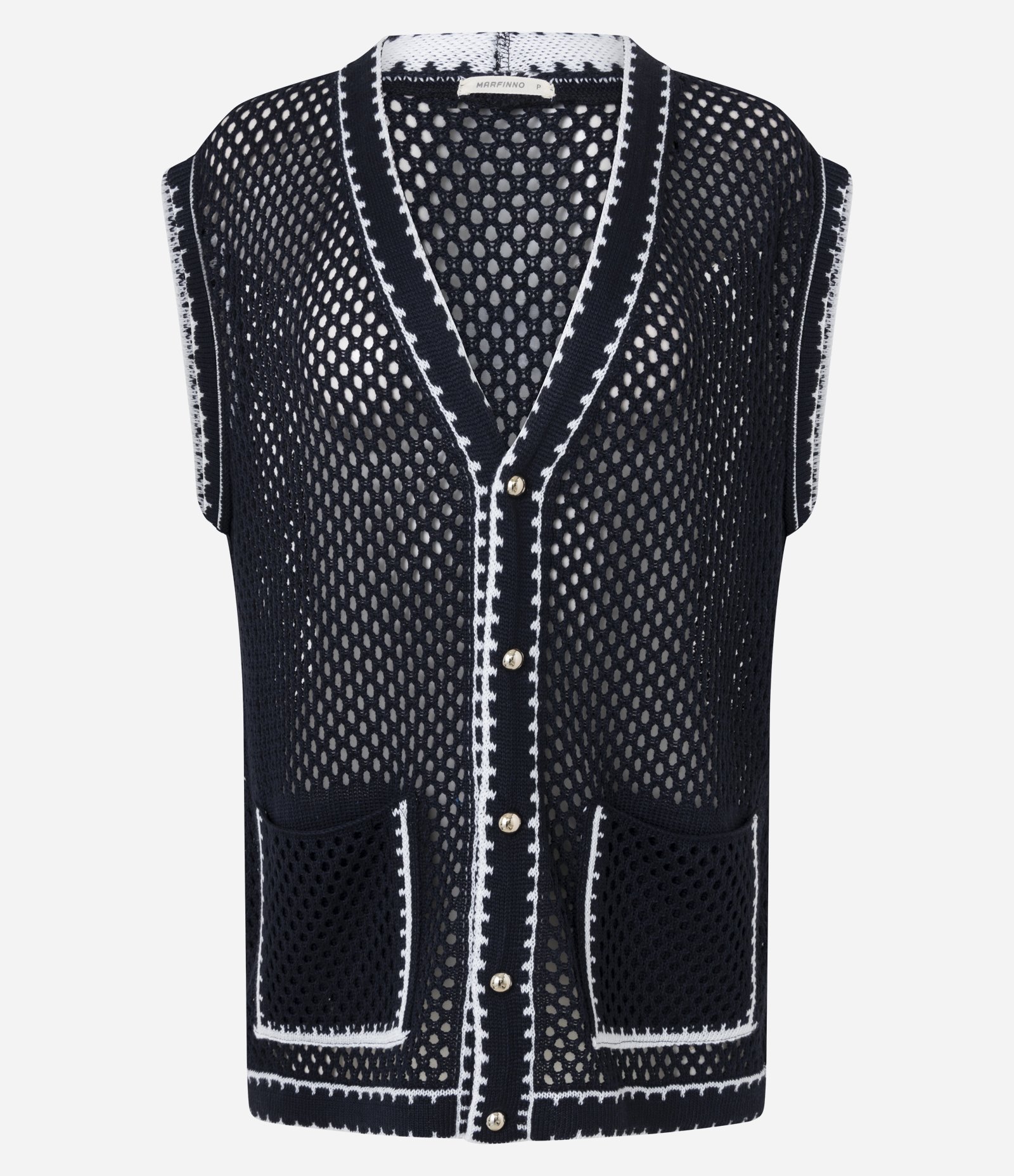 Colete Alongado em Tricô com Viés Contrastante Preto 8