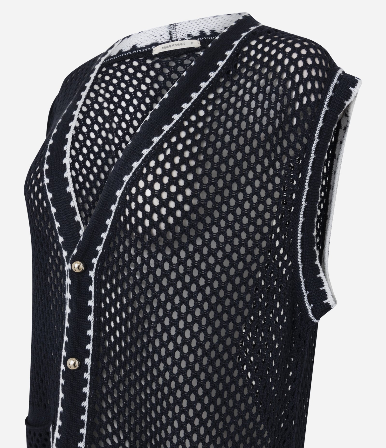 Colete Alongado em Tricô com Viés Contrastante Preto 9