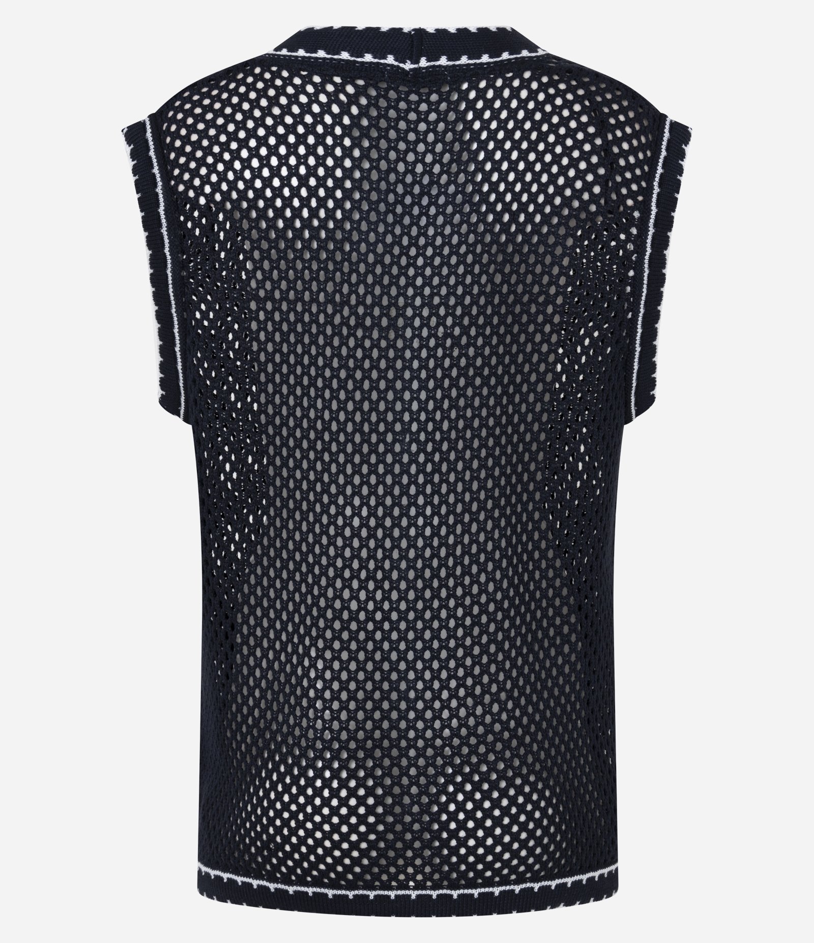 Colete Alongado em Tricô com Viés Contrastante Preto 10