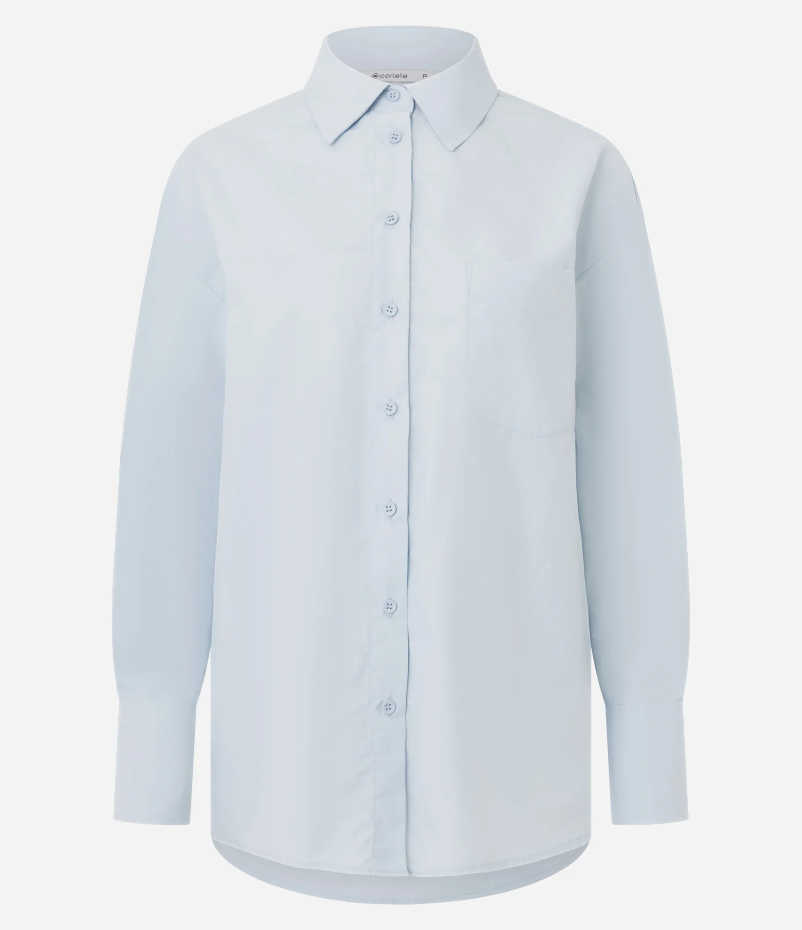 Camisa Oversized em Tricoline Efeito Empapelada Azul 2