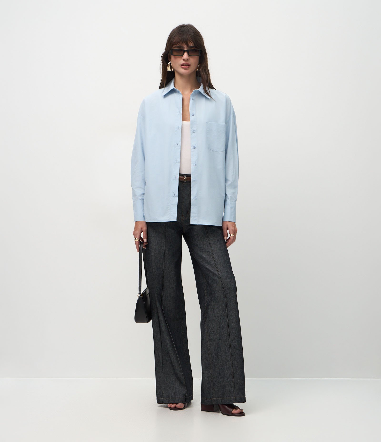 Camisa Oversized em Tricoline Toque Empapelado Azul 3