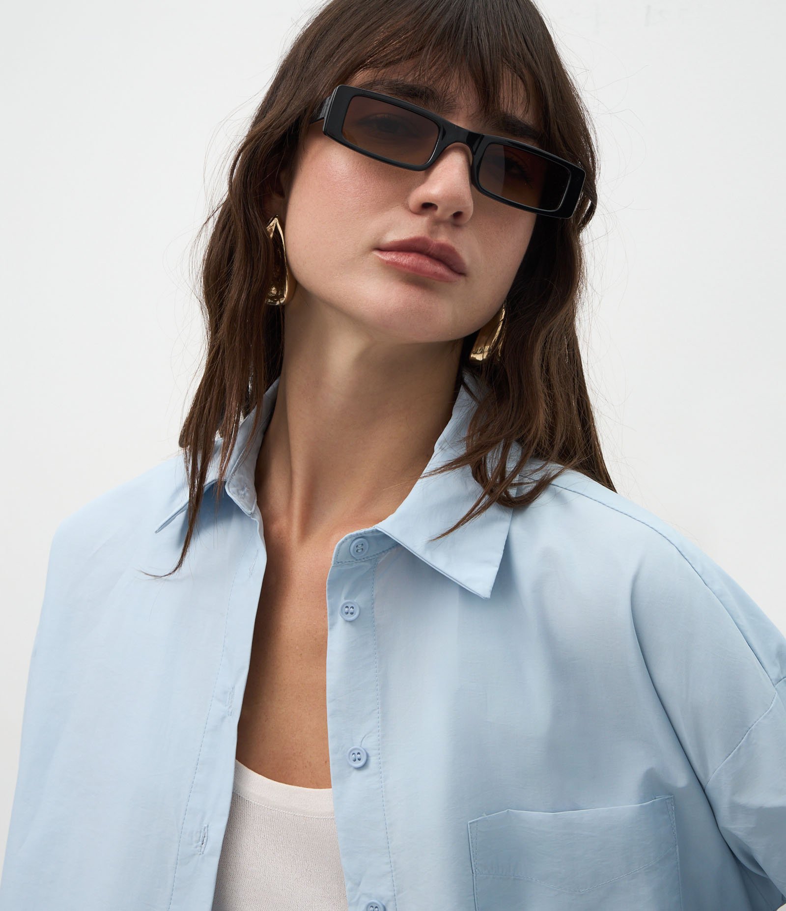 Camisa Oversized em Tricoline Toque Empapelado Azul 4