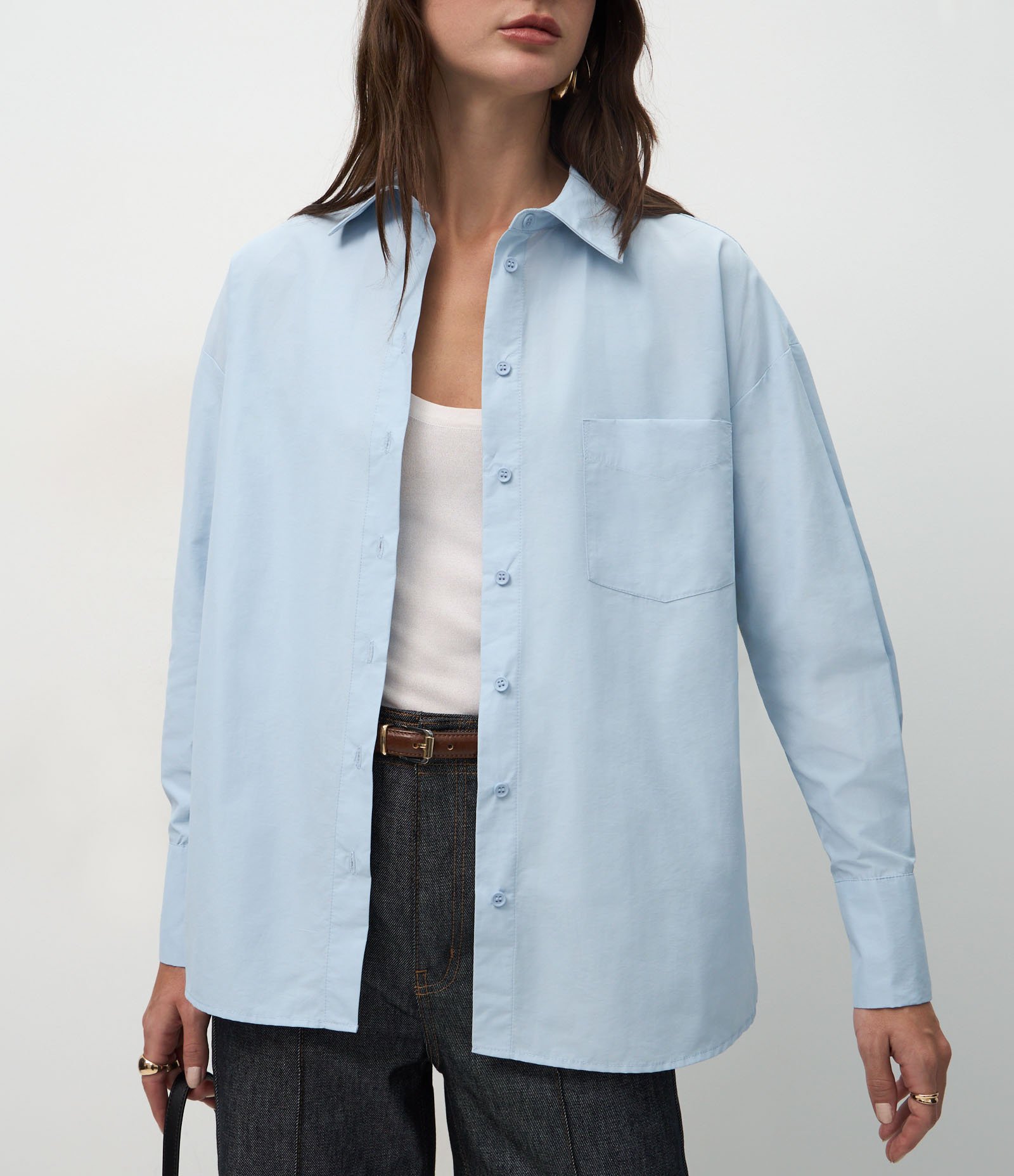 Camisa Oversized em Tricoline Toque Empapelado Azul 5
