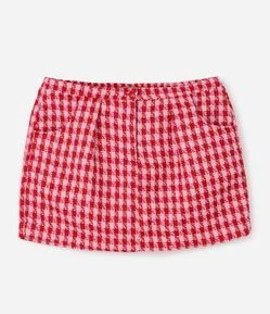 Saia Tweed Pied-de-Poule Curta Curve & Plus Size