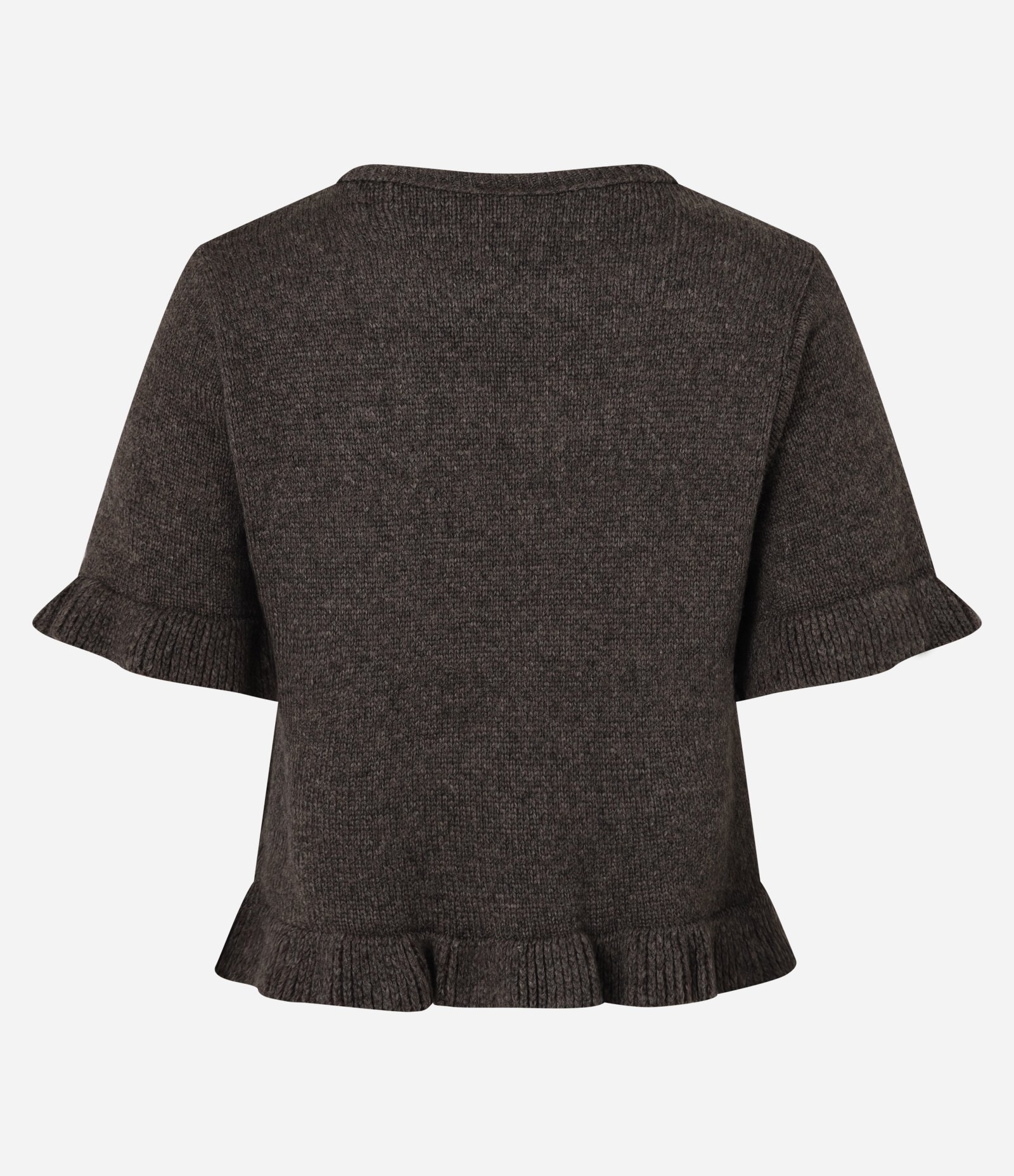 Blusa em Tricô com Babadinhos nas Mangas e Barra Marrom 3