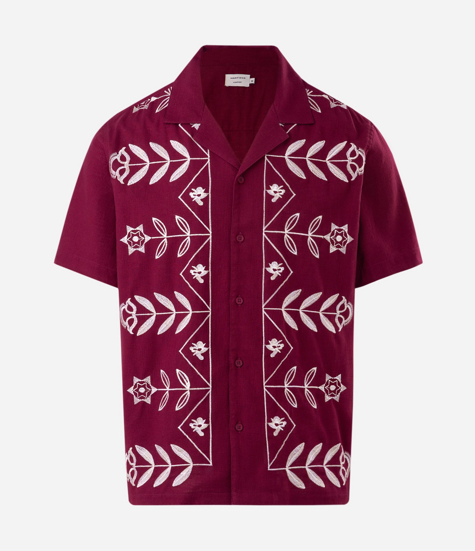 Camisa Bordada de Ramos e Flores Vermelho 5