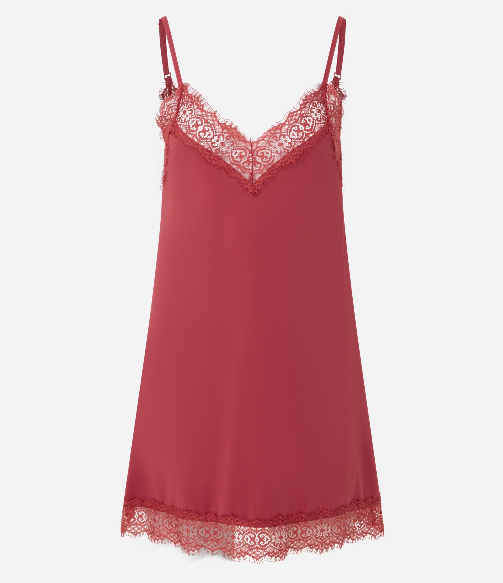 Camisola em Microfibra com Detalhes de Rendas Vermelho 4