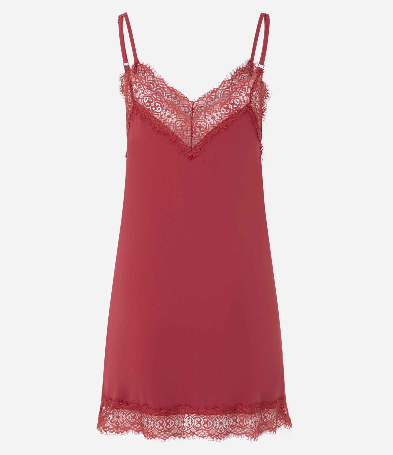 Camisola em Microfibra com Detalhes de Rendas Vermelho 7