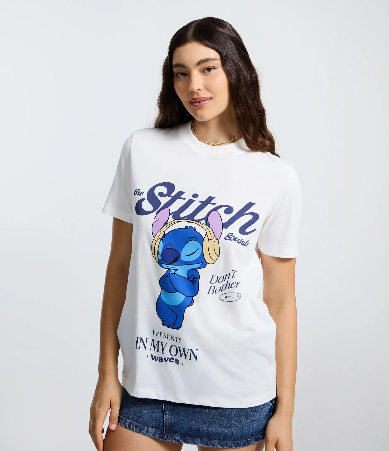 Camiseta em Algodão com Estampa do Stitch Branco 1