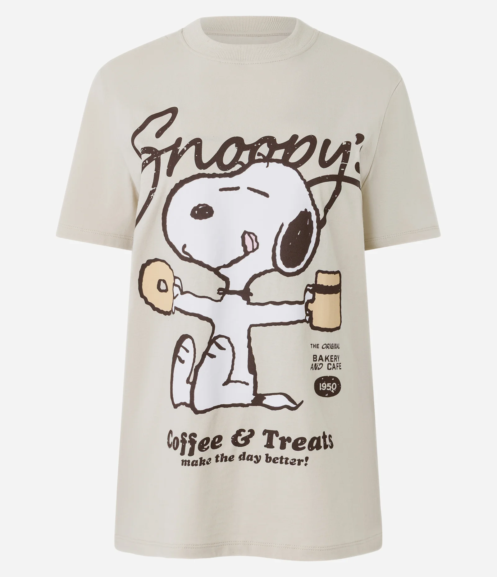 Camiseta em Algodão com Estamapa Snoopy Bege 1