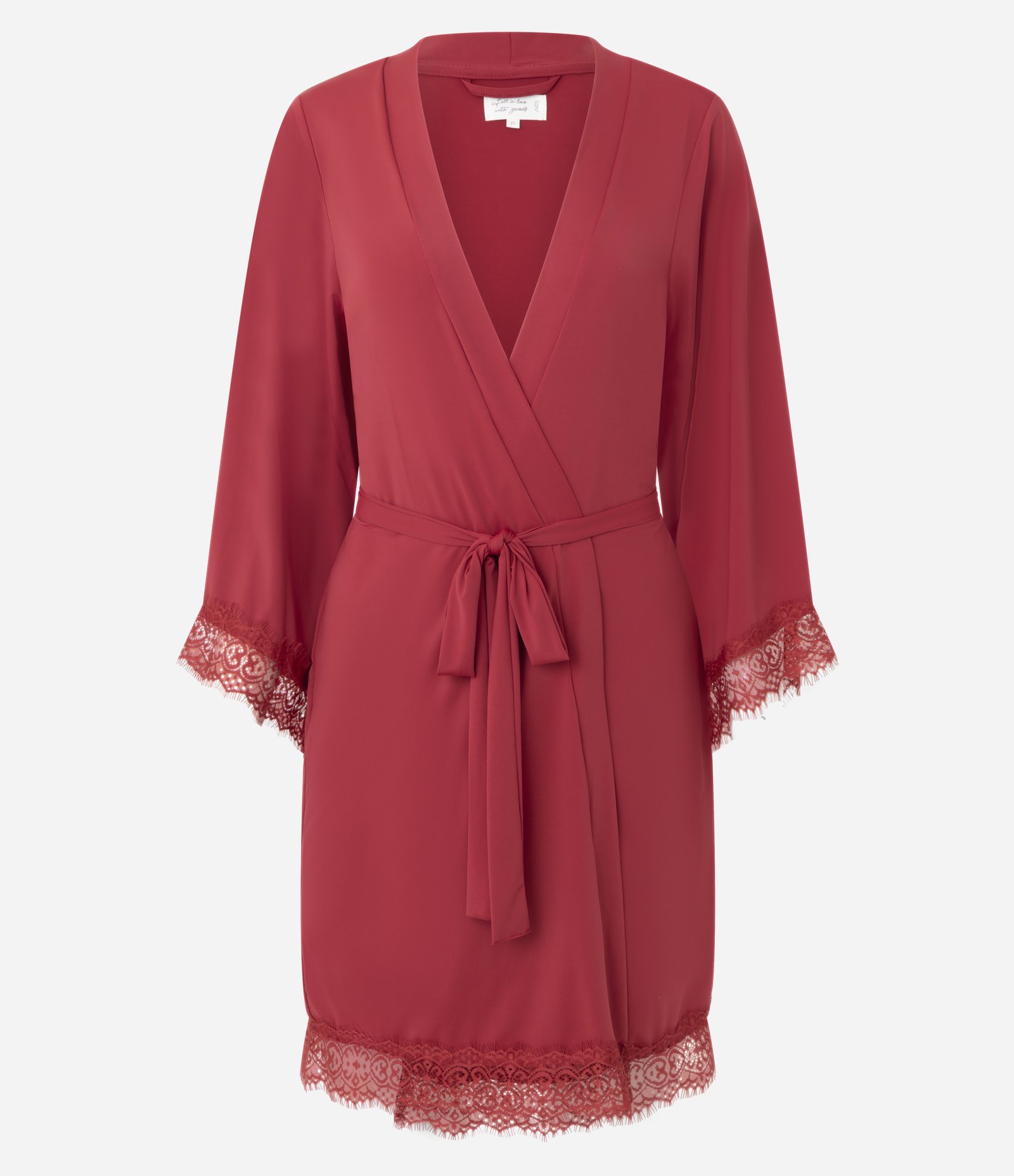 Robe em Microfibra com Detalhes de Renda Vermelho 4