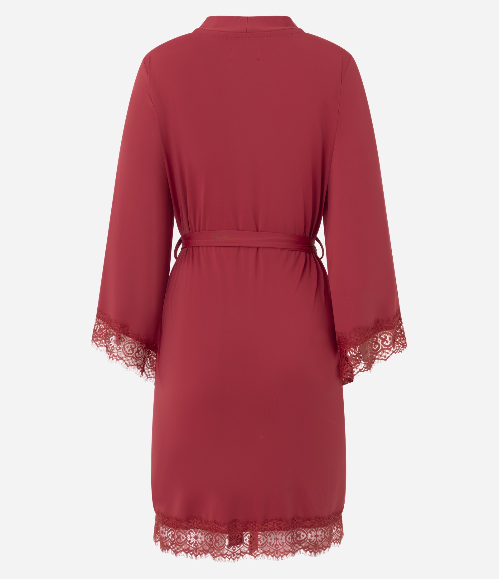 Robe em Microfibra com Detalhes de Renda Vermelho 5