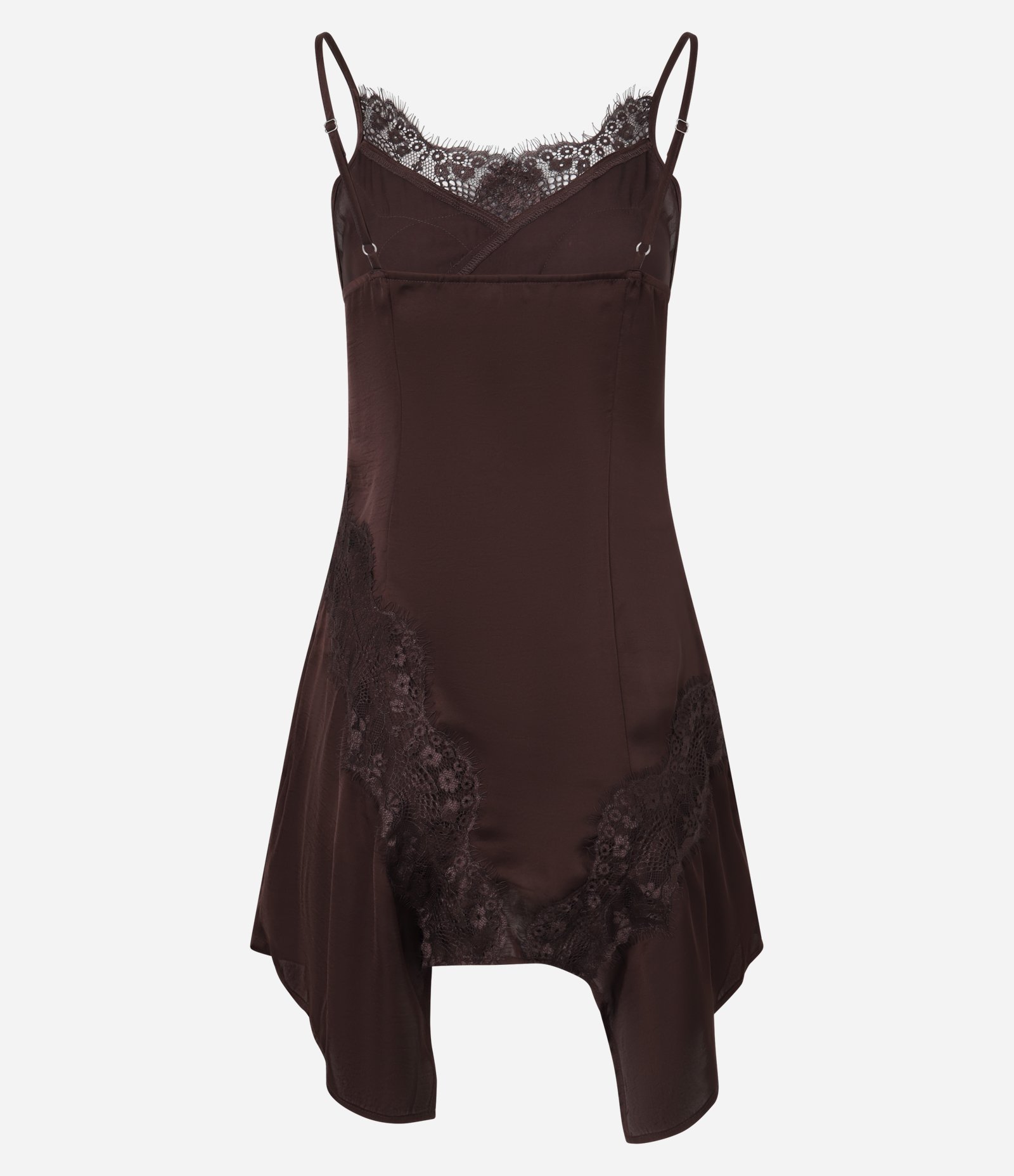 Vestido em Cetim com Detalhes em Renda Marrom 7