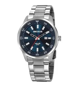 Relógio Cronógrafo Aço Cromado Masculino Seculus