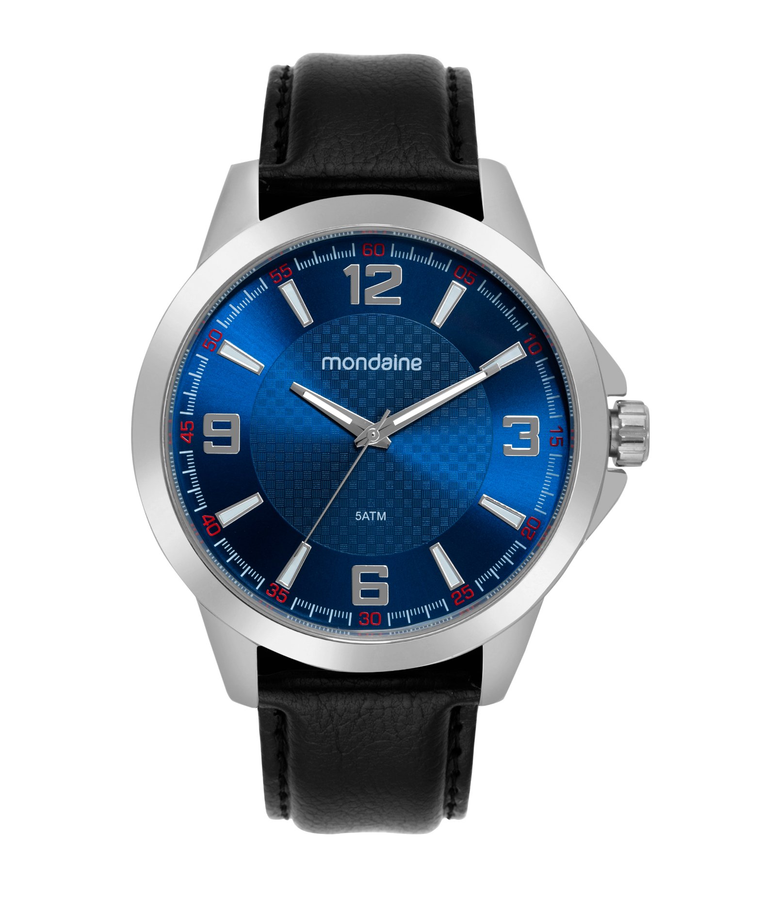 Relógio Analógico Aço e Couro Sintético Masculino Mondaine Preto 1