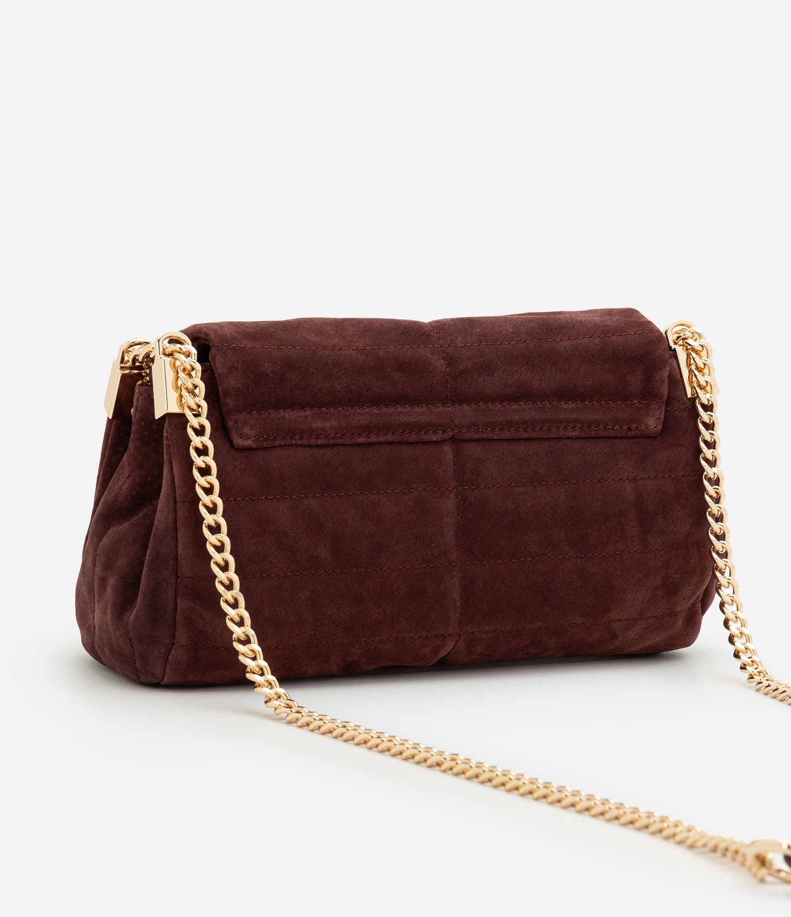 Bolsa Shoulder em Couro com Tampa e Alça Corrente Vinho 3