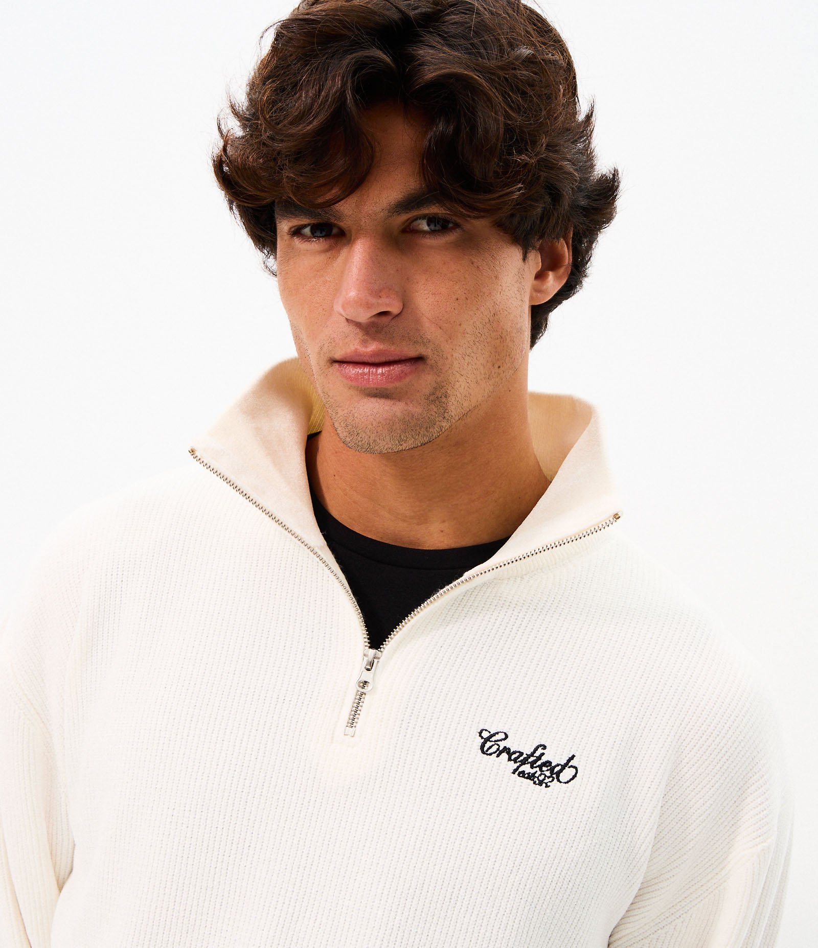 Suéter Chenille Half Zíper Crafted Off White 1