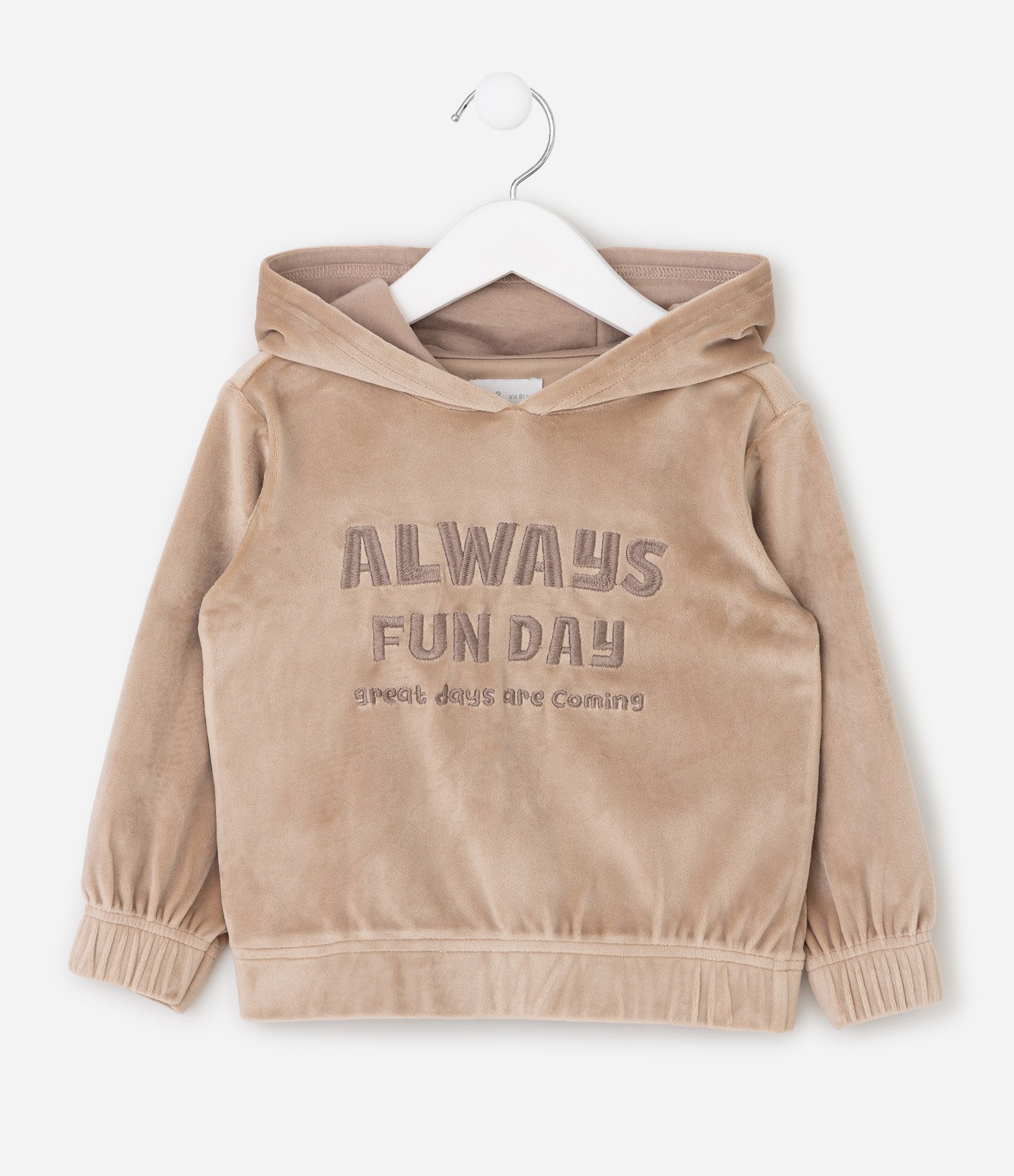 Conjunto Infantil em Fleece com Capuz e Lettering - Tam 1 a 4 Anos Marrom 1