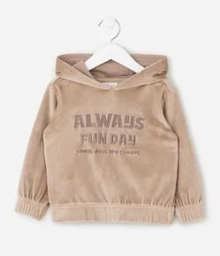 Conjunto Infantil em Fleece com Capuz e Lettering - Tam 1 a 4 Anos