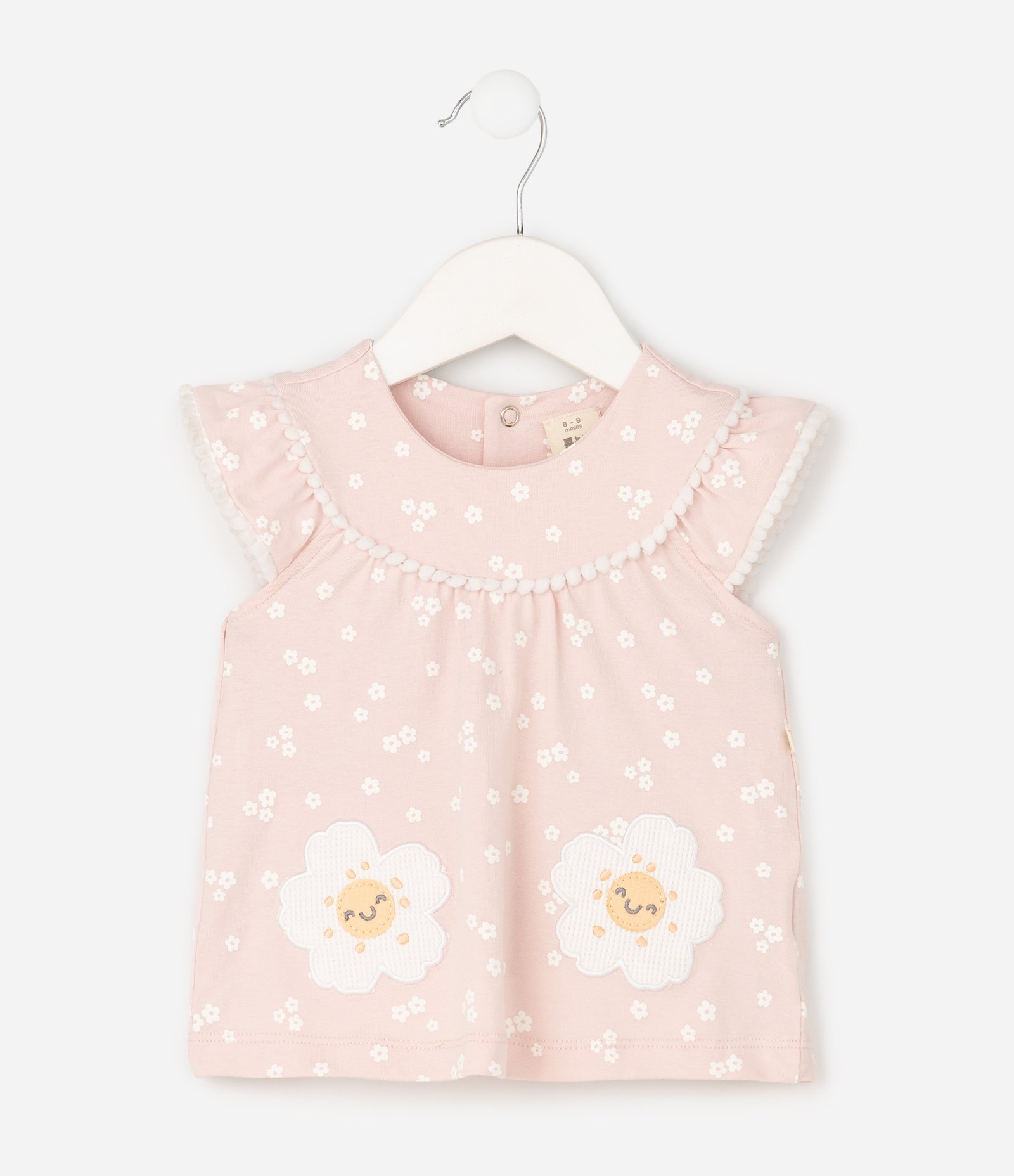 Conjunto Infantil com Bata e Short Floral – Tam 0 a 18 Meses Rosa Claro 3