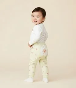 Conjunto Infantil com Estampa Floral e Bordados – Tam RN a 18 Meses
