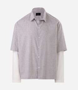 Camisa Xadrez Manga Longa com Sobreposição