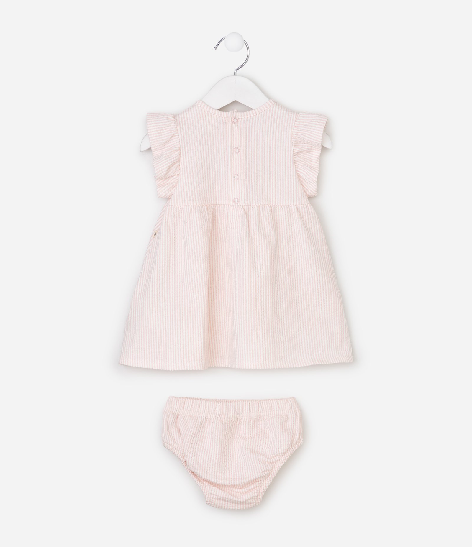 Vestido Bebê com Estampa de Coelho e Calcinha em Algodão - Tam 0 A 18 Meses Rosa 3