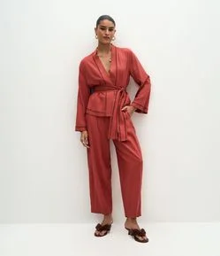 Calça Balloon em Viscolinho com Pregas