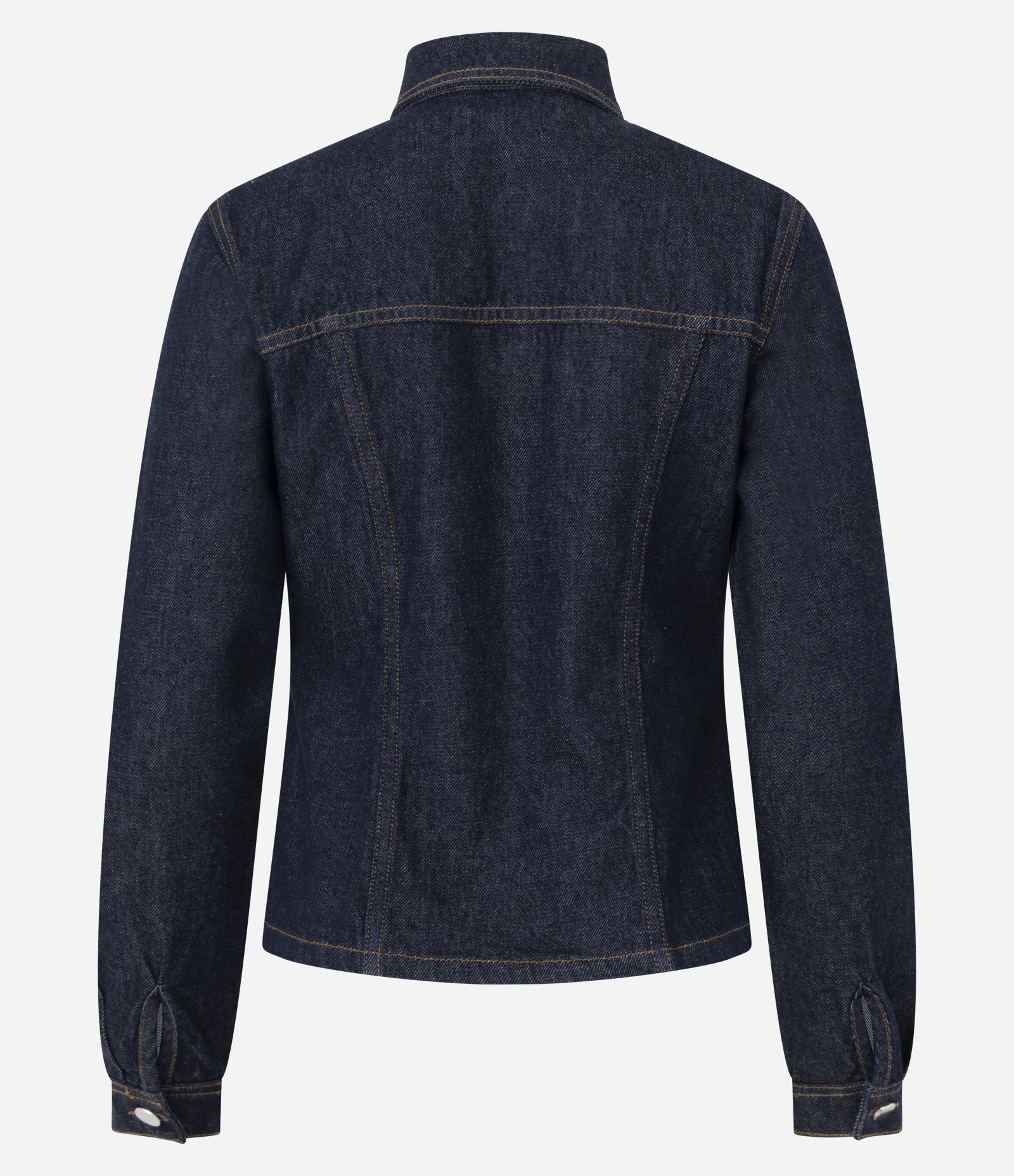 Jaqueta Jeans com Recortes Acinturados Azul Escuro 6