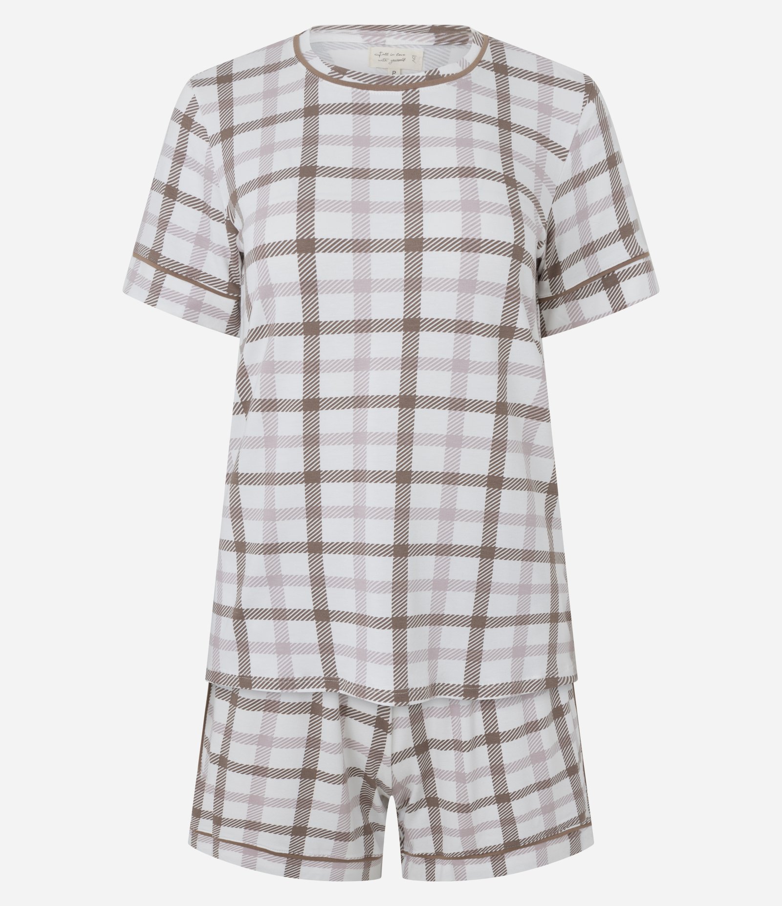 Pijama Curto Xadrez em Viscolycra Branco 1