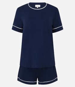 Pijama Short Doll em Viscolycra com Viés Contrastantes