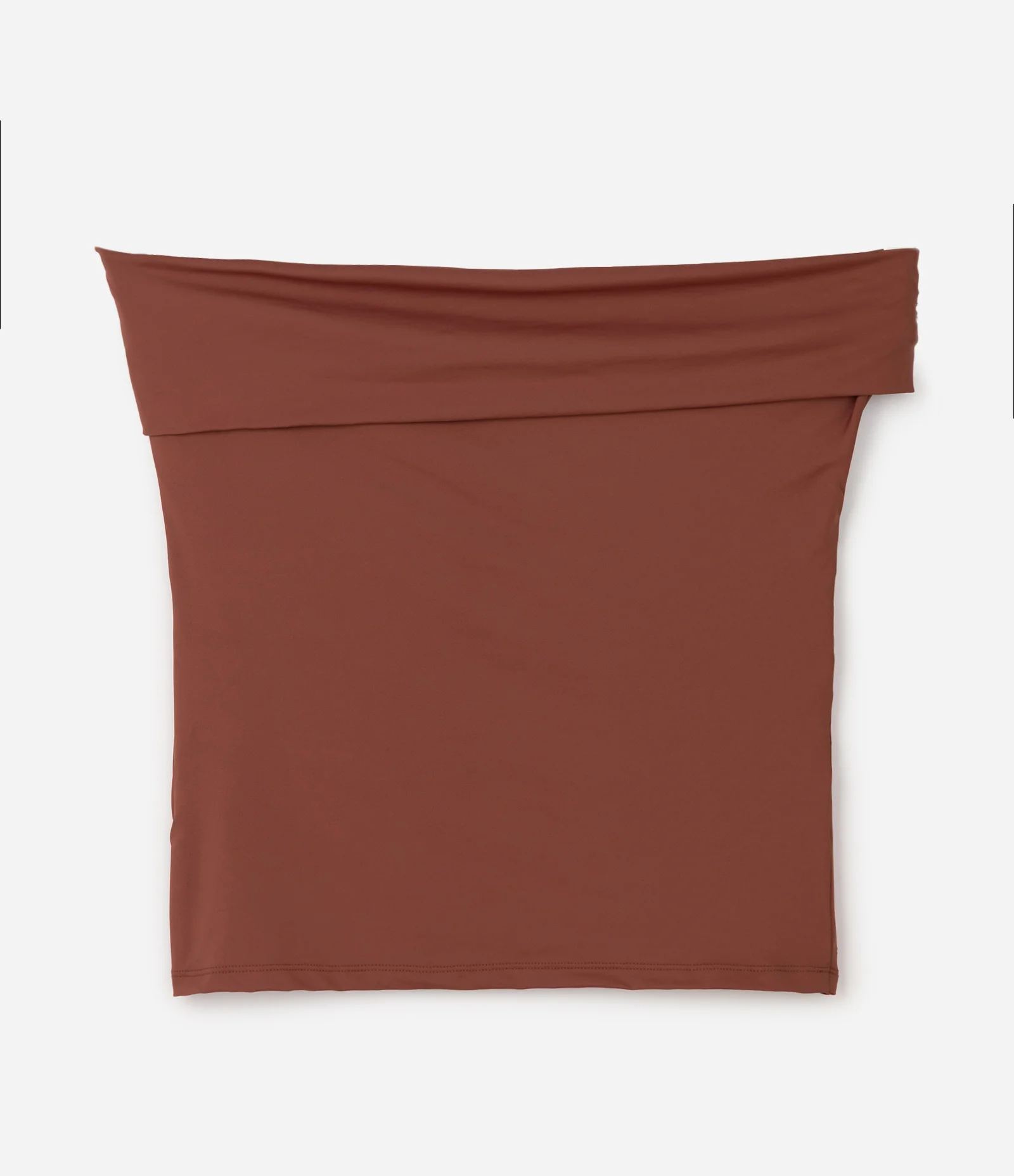 Blusa Ajustada em Microfibra com Decote Ombro a Ombro Marrom Escuro 1