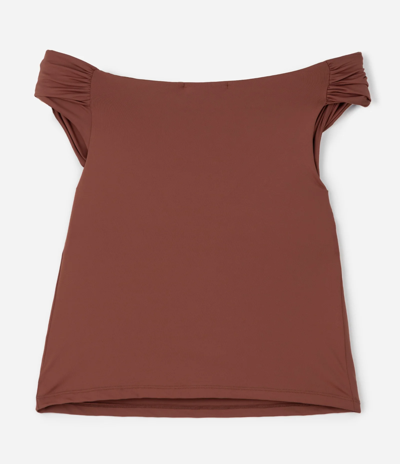 Blusa Ajustada em Microfibra com Decote Ombro a Ombro Marrom Escuro 2