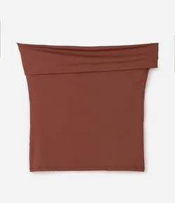 Blusa Ajustada em Microfibra com Decote Ombro a Ombro