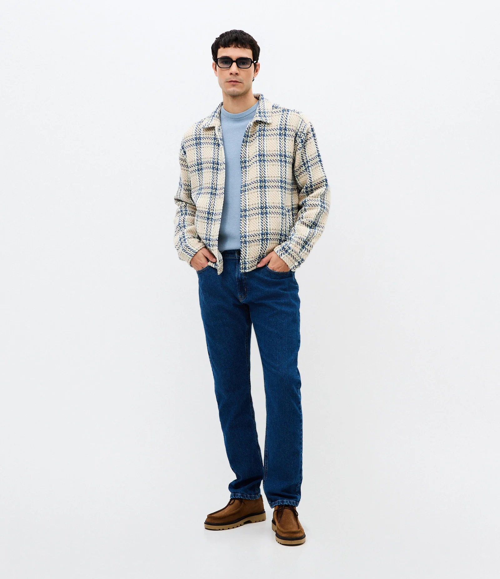 Jaqueta Tweed Xadrez com Listras Branco 2