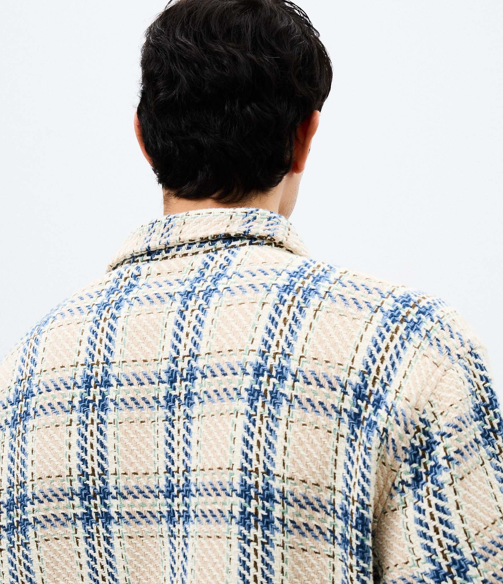 Jaqueta Tweed Xadrez com Listras Branco 3