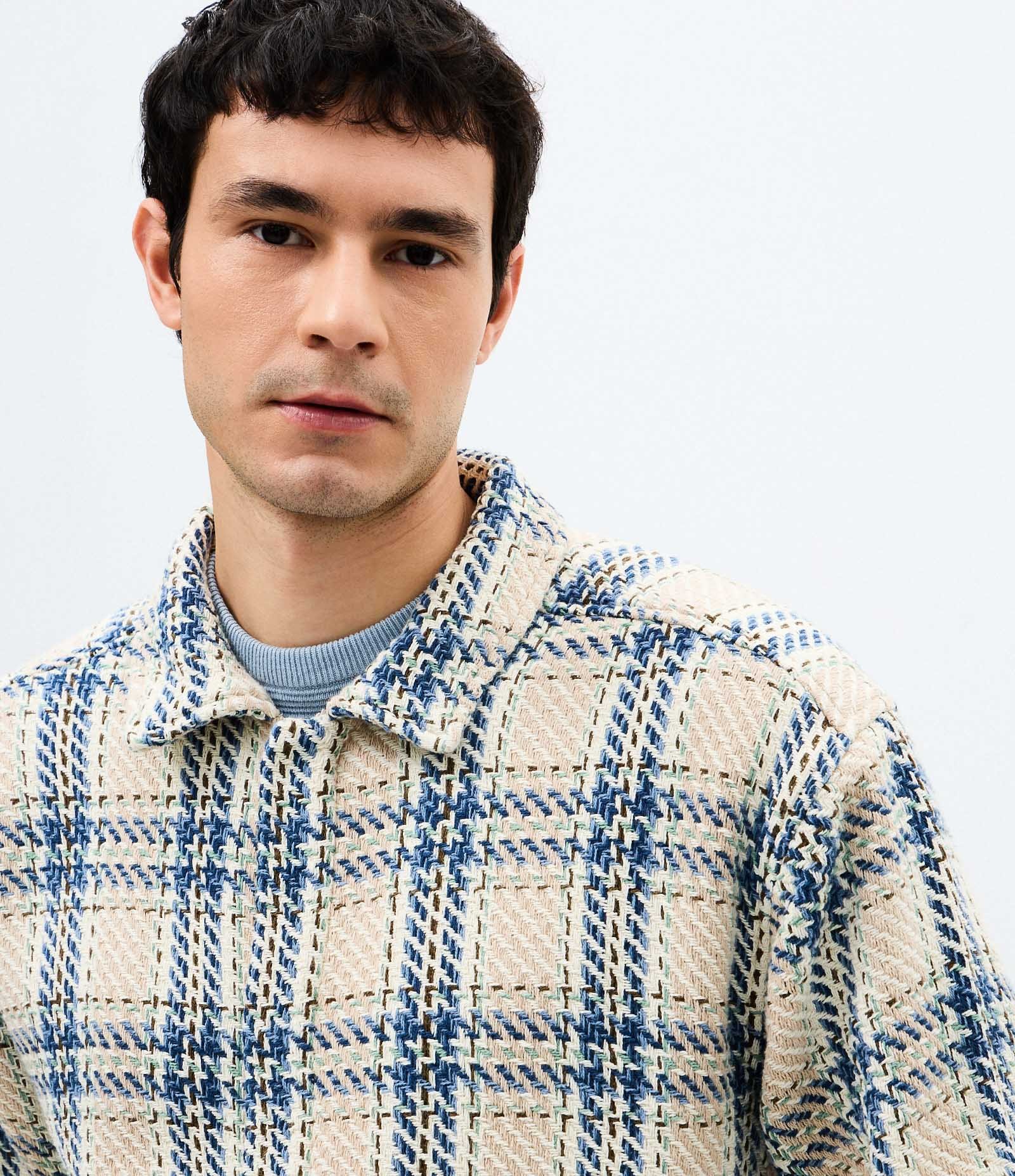 Jaqueta Tweed Xadrez com Listras Branco 4