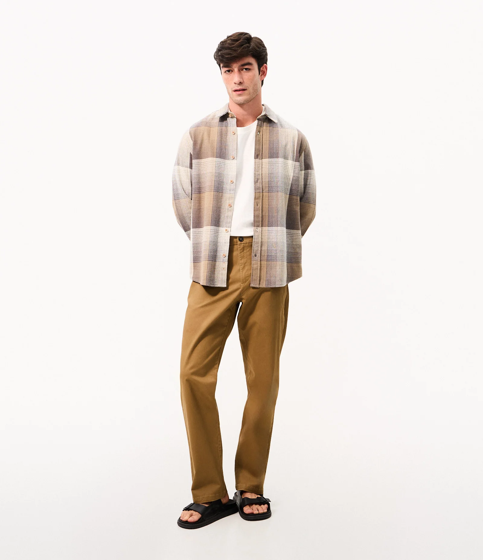 Camisa Flanela Xadrez com Listras Marrom 2