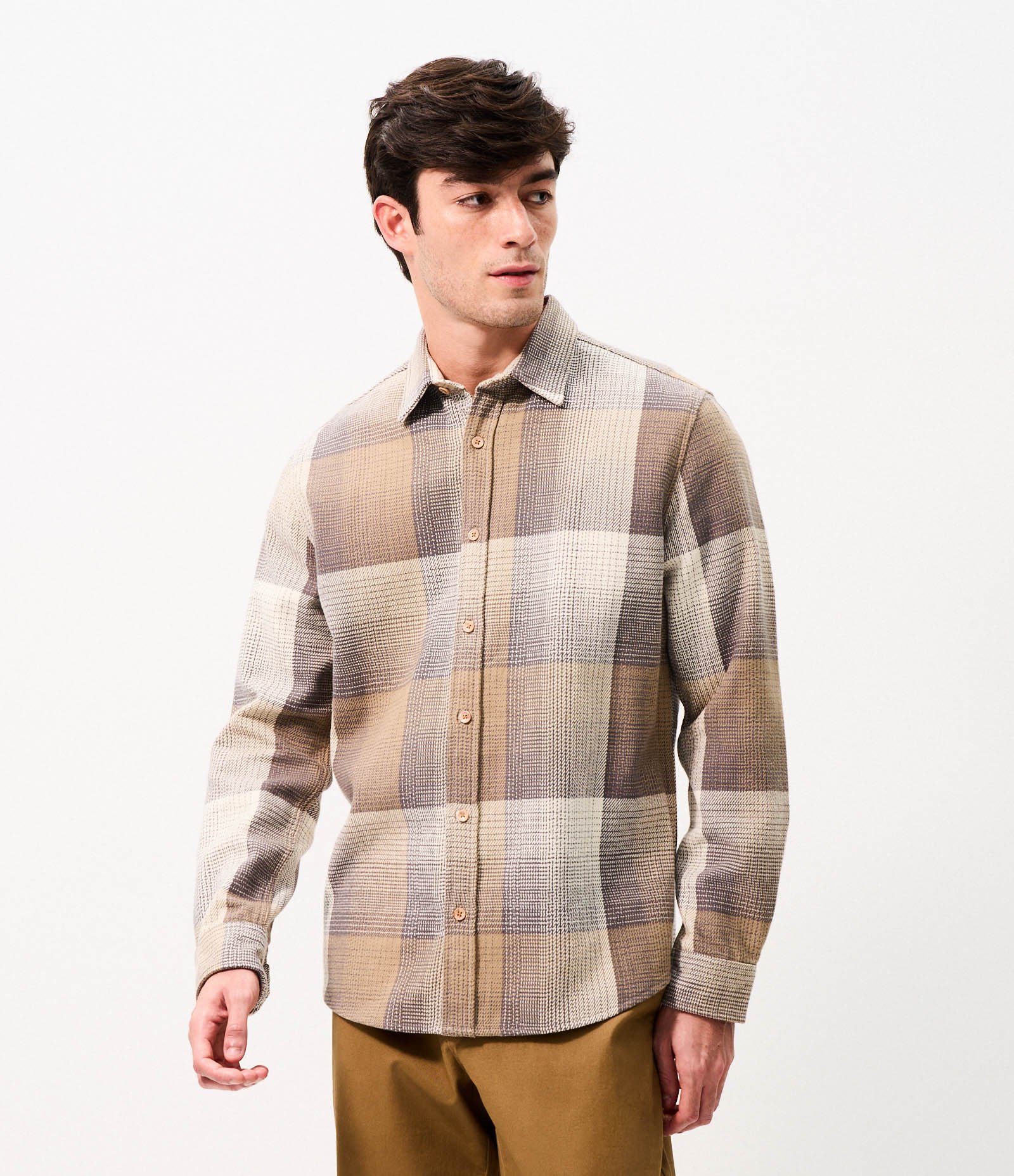 Camisa Flanela Xadrez com Listras Marrom 4
