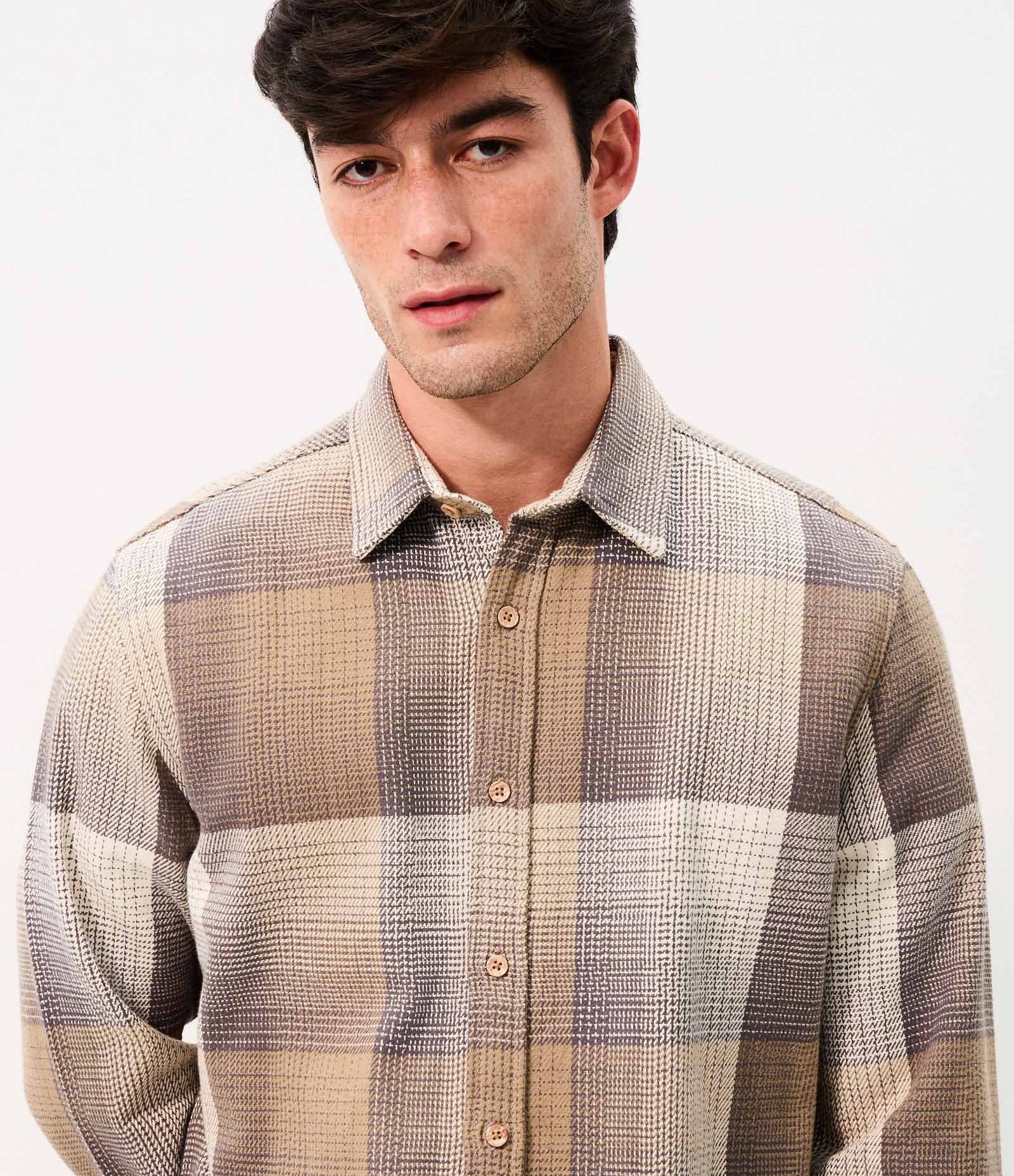 Camisa Flanela Xadrez com Listras Marrom 5