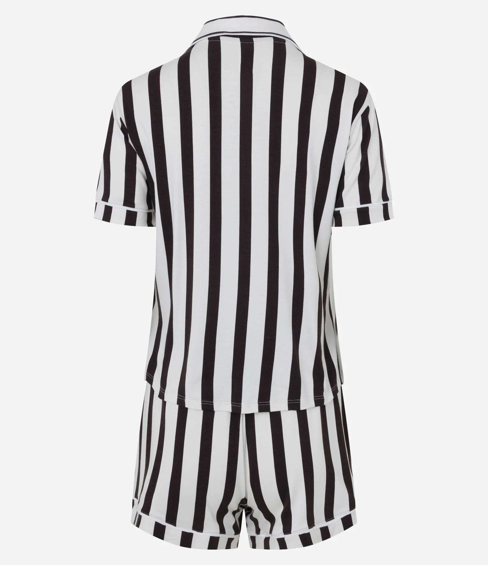 Pijama Americano Curto em Viscolycra com Estampa Listrada Branco/ Marrom 2